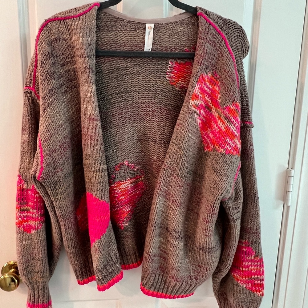 Anthropologie Daily Practice Pink and Brown Women's Sweater